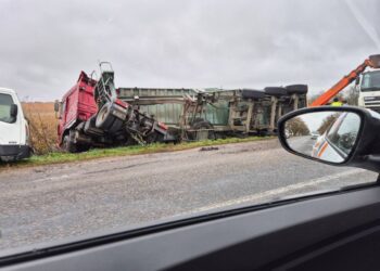 Un camion care transporta semințe de floarea soarelui s-a răsturnat în apropiere de satul Miciurin, raionul Drochia 